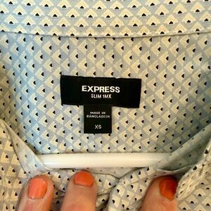Express Men's Casual Button Down Shirt - Light Blue Pattern